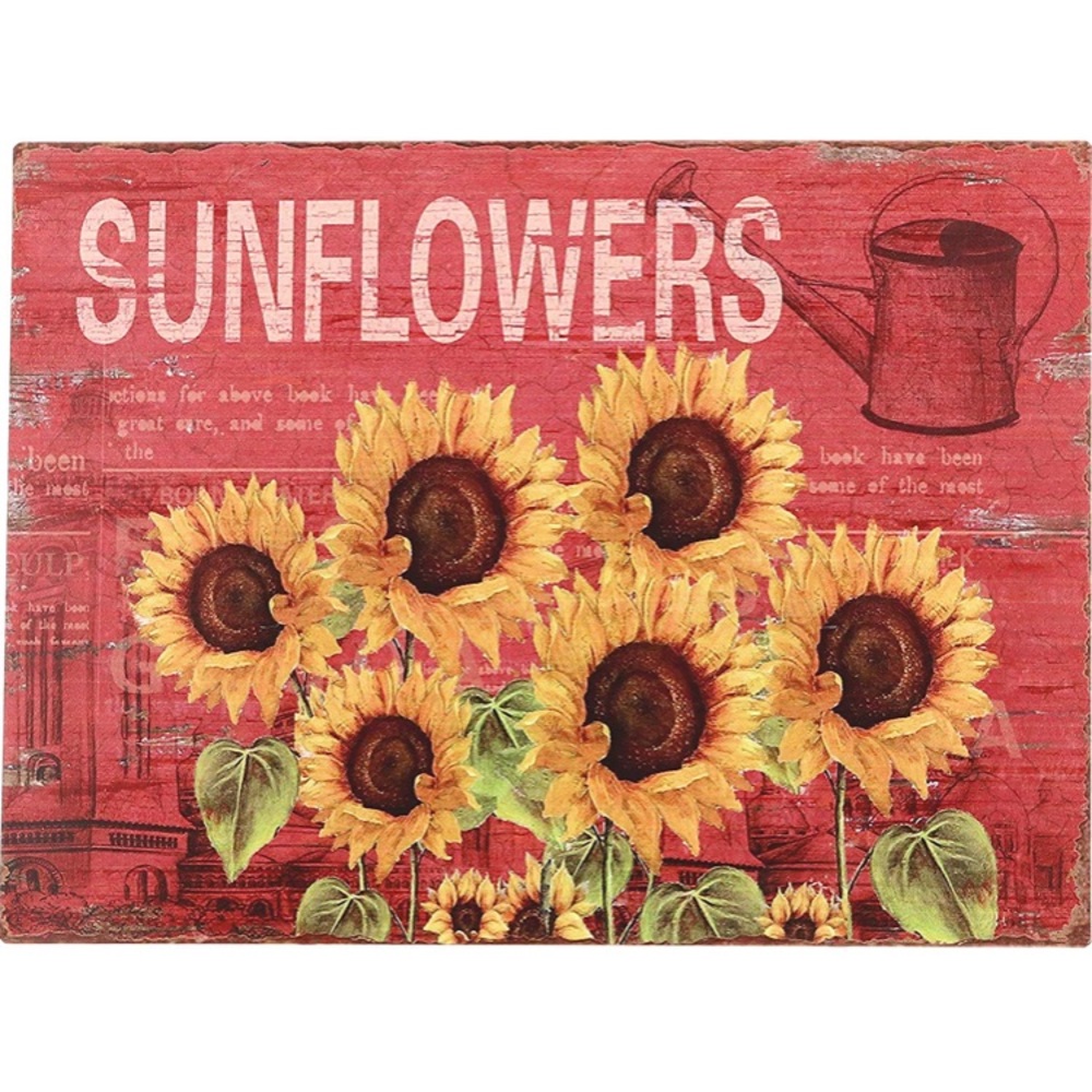 Six Sunflowers Retro Vintage Tin Bar Sign Country - Picture 1 of 5